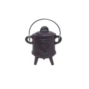 4.5 Chakras Cast Iron Cauldron with Carry Handle Lid for Spells Smudging Rituals