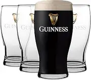 4X Guinness Pint Glasses - 568ml (20oz) - Large Reusable Glass Craft Beer Drinking Tulip Lager Ale Pub Kitchen Tumbler Cups Set