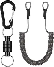 zolyet Tool Lanyard Bungee Cords with Carabiner Clips Net Release for Fly Fishing with Quick Release Carabiner and Stretchable Spring Cord Black