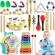 Tobeape Kids Musical Instruments for Toddlers, 25 PCS Wooden Percussion Instr...