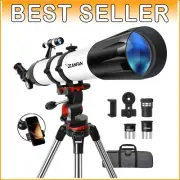 Portable 90mm Refractor Telescope - 800mm & Phone Adapter for Stargazing