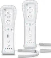 Replacement Wii Controller 2 Pack, Wii Remote Controller, with Silicone Case and Wrist Strap, Remote Controller for Wii/Wii U, White