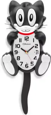 18 Inch 3D Large Cat Wall Clock Battery Operated Silent Non Ticking with Moving