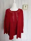 ALFRED DUNNER Two For One Embellished Sweater Top Size Small New color Red