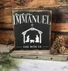 Nativity Sign / Christmas Decor / Immanuel Sign / Baby Jesus / Rustic Christmas