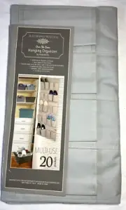 RAYMOND WAITES SHOE ORGANIZER OVER THE DOOR LIGHT GRAY 20 pocket nip
