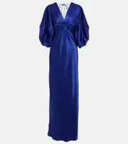 [Stella McCartney] Stella McCartney Deep V-neck satin maxi dress AU 4 blue