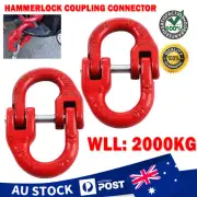 2x WLL 2000kg Hammerlock Coupling Connector Link Safety Chain Adapter Connectors