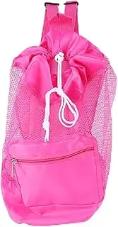 [Mingzhe] CHILDREN KIDS MESH DRAWSTRING BACKPACK SUMMER OUTDOOR BEACH SHELL TOY STORAGE BAG BLUE PINK BLACK NYLON MESH 44 * 29CM 90G