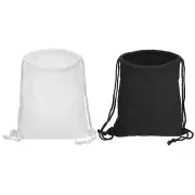 2Pcs Cotton Drawstring Bags Canvas Drawstring Backpack Sport Gym Bag White Black