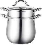 Household 2 Piece Stainless Steel Stack and Steam Pot Set - and Lid,Steamer Double Boiler(24cm)