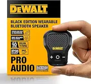 DEWALT Wearable Bluetooth Speaker [Limited Edition - Black] Clip-On Wireless Jobsite Pro Water-Resistant Portable Speaker (Non- Magnetic), Built-in Mic for Hands-Free Music/Calls, Bluetooth Speaker