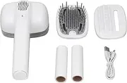 Portable Pet Hair Dryer, 2 in 1 Handheld Dog Blow Dryer with Slicker Brush, Low Noise Professional Pet Grooming Kit with 2 Temp Control for Small and Medium Dogs and Cats (White)