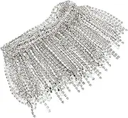 jojofuny Rhinestone Tassel Chain Delicate Fringe Trim for Clothing Crafts DIY Jewelry Durable Rhinestone Decoration for Apparel Accessories