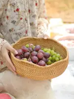 異麗越南藤編水果盤藤籃客廳家用編織水果籃創意茶幾零食收納籃子