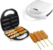 750W Electric Waffle Corn Dog Maker, 6-Slot Nonstick Hot Dog Press, Double-Sided Heating, Mini French Cheese Stick & Muffin Cooker, Waffle Stick & Cheese Stick Press Iron