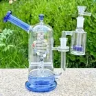 8.6" Glass Gene Tornado Water Bong Hookah Pipe Percolator Bubbler W/Ash Catcher