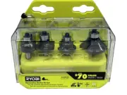 RYOBI Decorative Router Bit Set 4 Piece A25RS42 30000 Max RPM