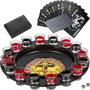 BETTERLINE Shot Glass Roulette Drinking Game Set for with Spinning Wheel, 2 Balls and 16 Shot Glasses - Casino Adult Party Games