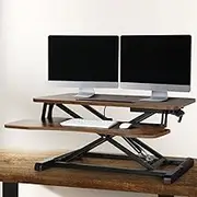 Artiss Desk Riser Laptop Standing Desk Height Adjustable Sit Stand Desks 80cm Length Table for Office Study Computer Workstation Home Use Portable Monitor 2-Tier Design Brown