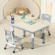 Kids Table and Chairs, Height-Adjustable Toddler Table and Chair Set with 31.5''
