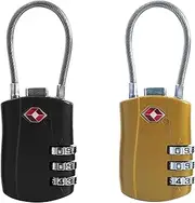UP Security TSA Locks for Luggage, Small Padlock Combination with Cable, Luggage Locks TSA Approved, Combo Padlock with Code, for Travel Suitcase, Gym Locker, Gun Case, Backpack Zipper (Black+Golden
