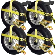 VULCAN Adjustable Loop Car Tie Down Kit - Snap Hooks (4 Straps & 4 Ratchets)