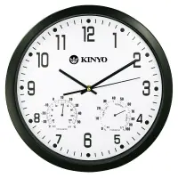 在飛比找Yahoo奇摩購物中心優惠-KINYO 溫濕度計掃描靜音14吋掛鐘(CL130)