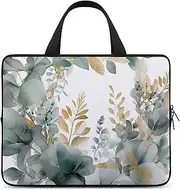Laptop Case Sleeve Shockproof Computer Carrying Bag Gold and Green Leaves Notebook Case Cover Laptop Bag Water Resistant Computer Cases Tablet Briefcase for Travel Business 12 Inch