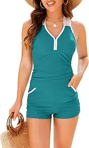 [Jolefille] Women Tankini Swimsuit with Shorts - Two Piece High Waisted Tummy Control Bathing Suits 2025 Bikini Pockets Bottom