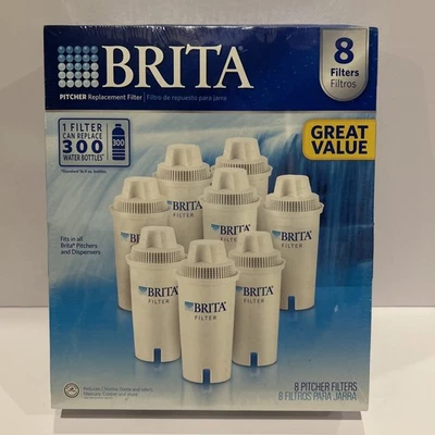 8 Pack BRITA Standard Replacement Water Filters for Pitchers and Dispensers