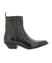 patent crocodile-embossed boots 36 Black