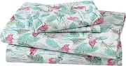 Beatrice Home Fashions Coastal Print Microfiber Sheet Set, Soft, Comfy, 12" Deep Pockets, Queen, Flamingo Paradise Pink