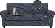 SearchI Sofa Cover Couch Covers, 4 Pieces Sofa Slipcover with 3 Separate Cushion Covers Stretch Soft Furniture Protector for Living Room Couch Cover for Pets Kids(Sofa, Dark Grey)
