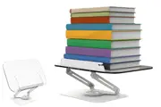 Book Stand Adjustable Book Rack with Page Clips and 360 Degree Rotating Base