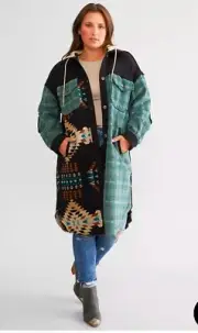 Miss Me Aztec Western Hooded Jacket Large