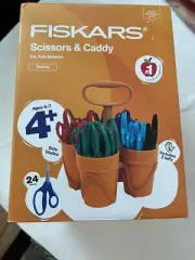 Fiskars 25 Piece Blunt Tip 5” Scissors with Easy Carry Caddy & 2 Lefty Scissors