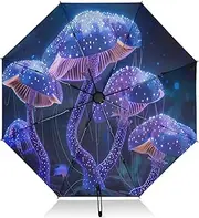[RPLIFE] Umbrellas for Rain, Folding Umbrella Compact Windproof, Ideal for Car, Purse, Men and Women, Psychedelic Mushrooms Purple