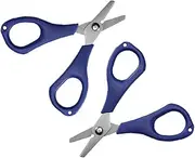 2 Pcs Fishing Line Scissors, 3.9" Stainless Steel Serrated Edge Small Fishing Braid Line Scissors with Hanging Hole for Cutting Fishing Line Copper Wire (Blue)