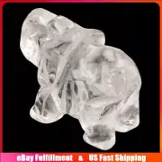 Natural Clear Quartz Crystal Skull Carved Elephant Healing Energy Stone Animal