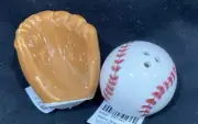 NWT Cracker Barrel Baseball Softball and Glove Mini Salt & Pepper Shakers