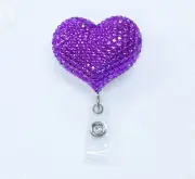 Blinged Purple Heart Retractable ID Badge Reel / ID Badge Holder / AZblinger