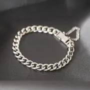 [FEATUR] Ladies Jewellery Gift,Silver Bracelets for Womens,Charm Bracelet, Japanese and Korean Style S925 Sterling Silver Bracelet Women's Retro Style Simple Silver Jewelry Silver Bracelet Thai Silver 5mm (Co