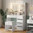 37" W Vanity Desk Vanity Mirror Lights and Table Set 3 Lighting Modes Brightnes