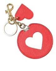 Dolce&Gabbana Women Red Keychain 100% Leather Detachable Heart Casual Keyring