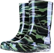 [CLSQLXYJZC] Camouflage Mid Calf Outdoor Work Waterproof Anti-skid Rubber Rain Shoes for Men, Lightweight and Durable Width Comfort PVC Short Rain Boots, for Fishing, Farming, Hunting, Lawn Work
