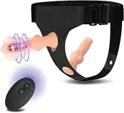 Harness Strap-On Vibration Canine Dildos with 10 Diversified Modes Dog Knot Removable Realistic Dildos Vaginal Anal G-spot Stimulation, Adjustable Waist for Women LGBT Couples Sex Toys
