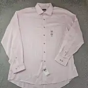 Van Heusen Dress Shirt Mens 17 34/35 Pink XL Travel Stretch Button Up Broadcloth