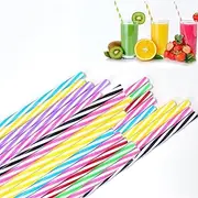【50pcs】 Hard Thick-Walled Reusable Plastic Straws Rainbow Straw, 9.05 Inches BPA-Free Unbreakable Colored Replacement Drinking Straws, Not Dishwasher Safe (50 Pack)