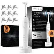 Electric Flosser Kit with Tongue Scraper | No Water, No Mess | Easy Gliding D...